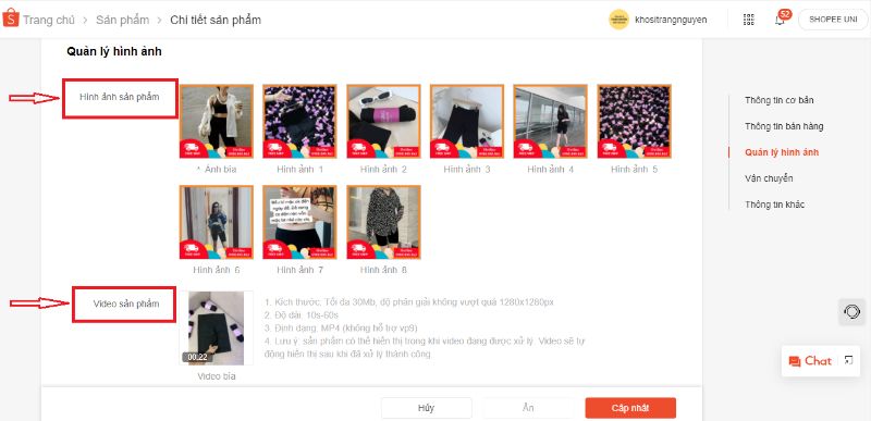 Đăng hình ảnh và video sản phẩm