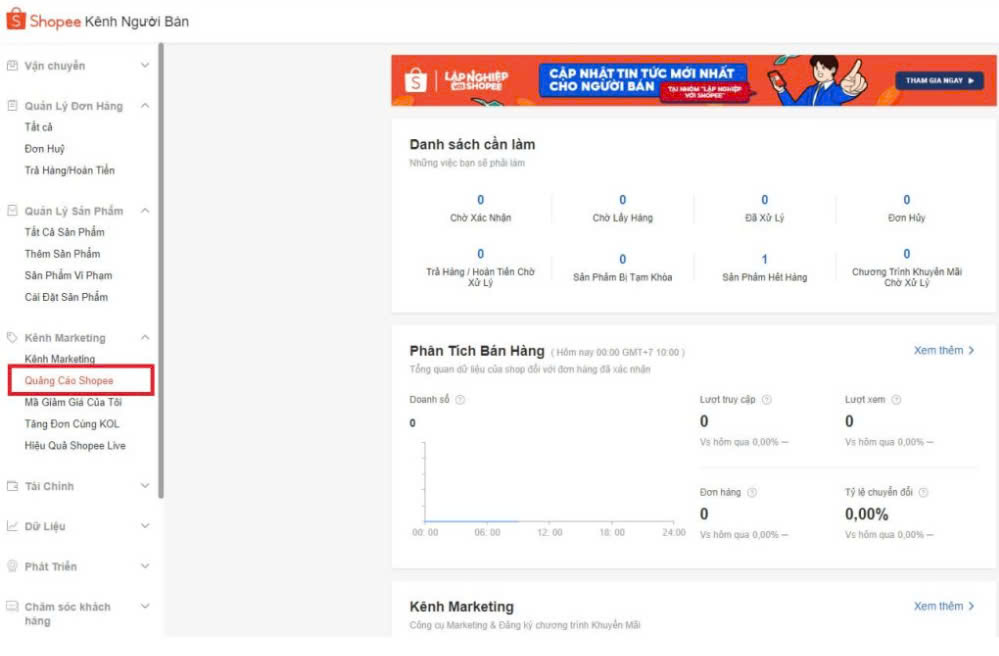 Thiết lập quảng cáo trên Shopee
