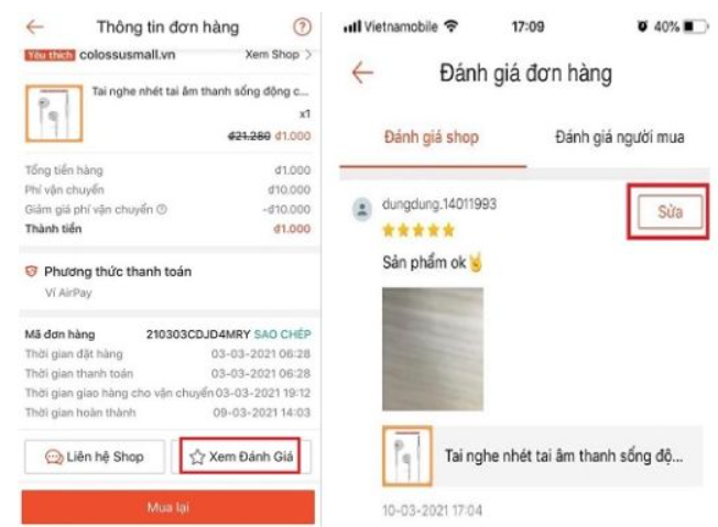 Những đánh giá sản phẩm trên Shopee