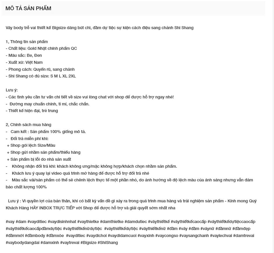 Tối ưu mô tả sản phẩm chuẩn SEO