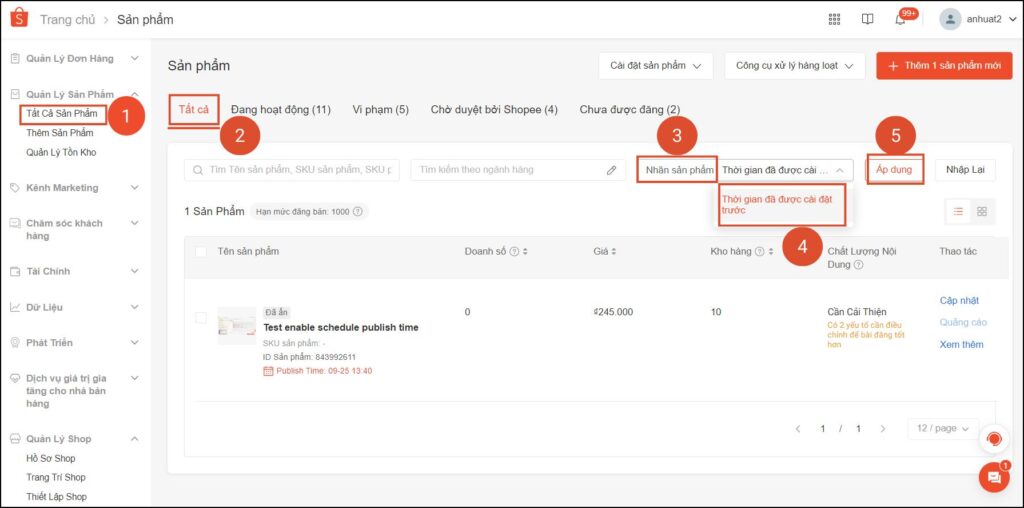 cai dat thoi gian tren kenh nguoi ban 1