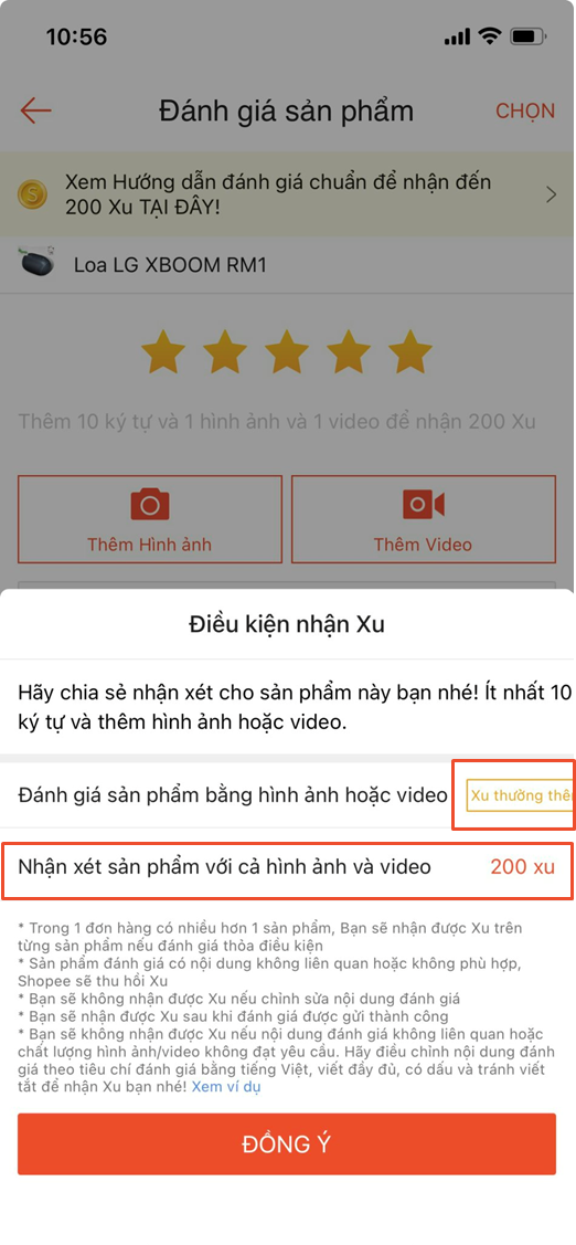 Chương trình đánh giá hoàn xu đánh giá sản phẩm trên Shopee