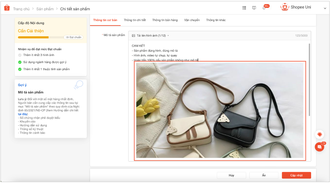Có nên sửa mô tả sản phẩm trên Shopee