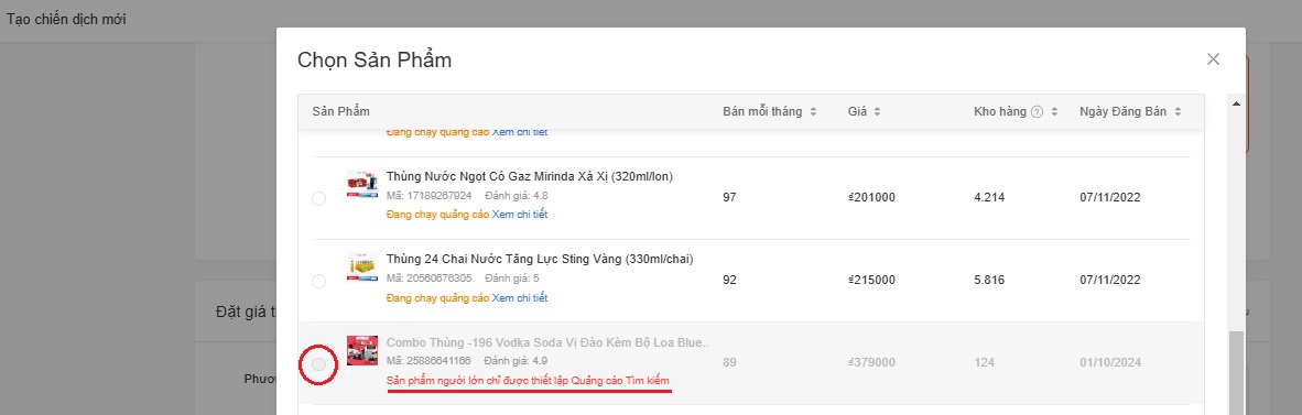 cac nganh hang bi han che chay quang cao cua Shopee