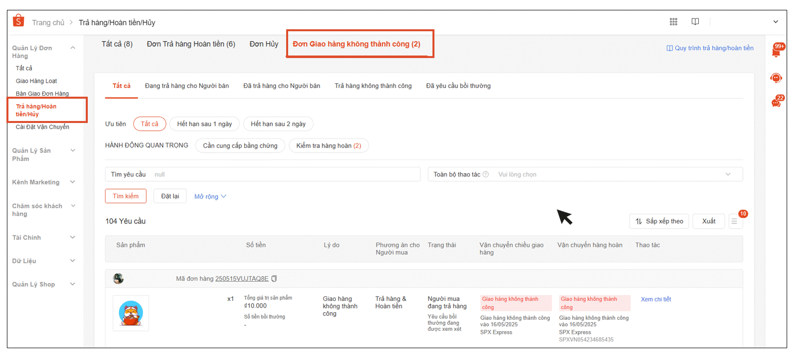 XỬ LÝ ĐƠN GIAO KHÔNG THÀNH CÔNG TRÊN SHOPEE 3 XỬ LÝ ĐƠN GIAO KHÔNG THÀNH CÔNG TRÊN SHOPEE