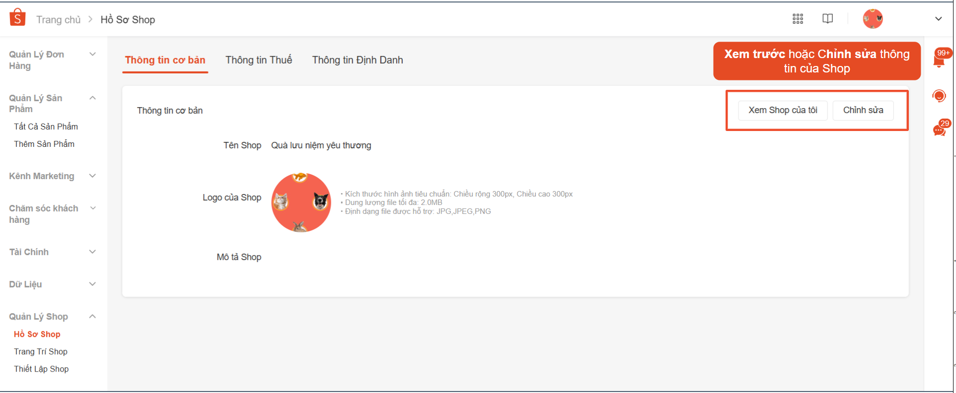 CẬP NHẬT MỚI VỀ TRANG HỒ SƠ SHOP TRÊN KÊNH NGƯỜI BÁN SHOPEE