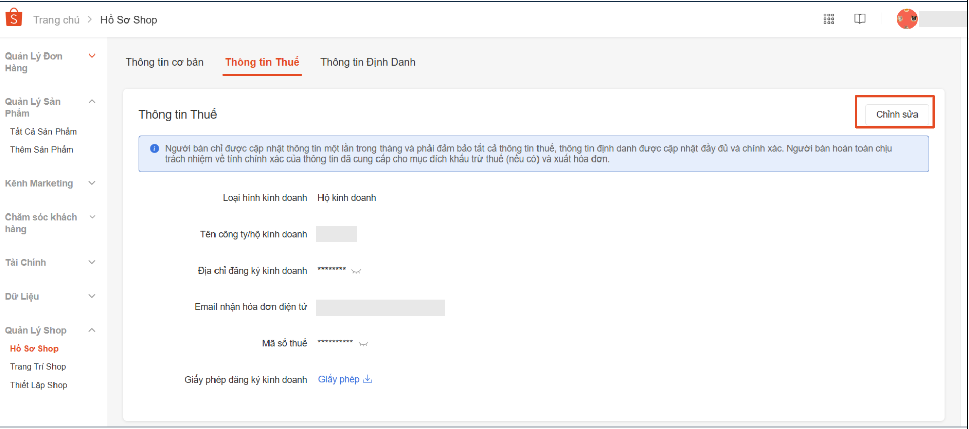 CẬP NHẬT MỚI VỀ TRANG HỒ SƠ SHOP TRÊN KÊNH NGƯỜI BÁN SHOPEE