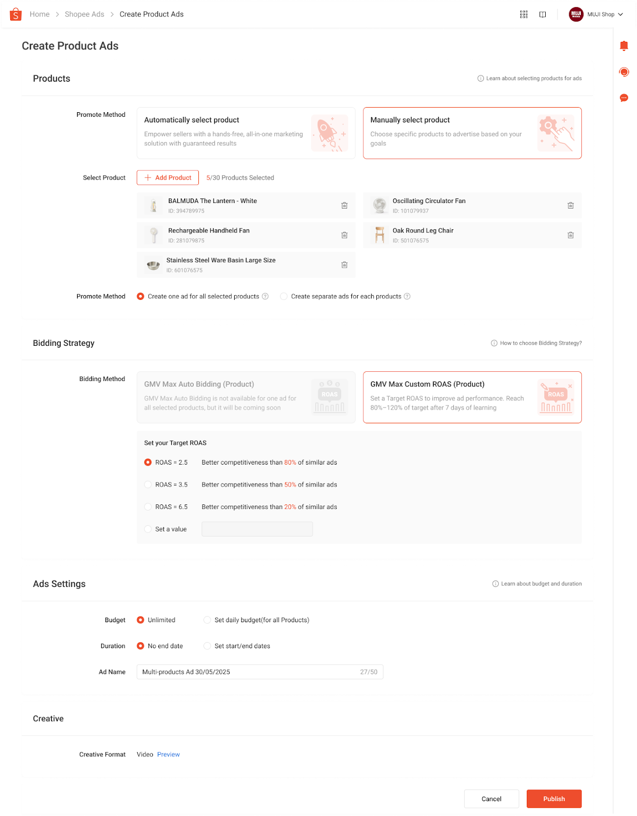 TÍNH NĂNG CHIẾN DỊCH NHÓM CHO CHẾ ĐỘ TỐI ĐA DOANH THU TÙY CHỈNH ROAS