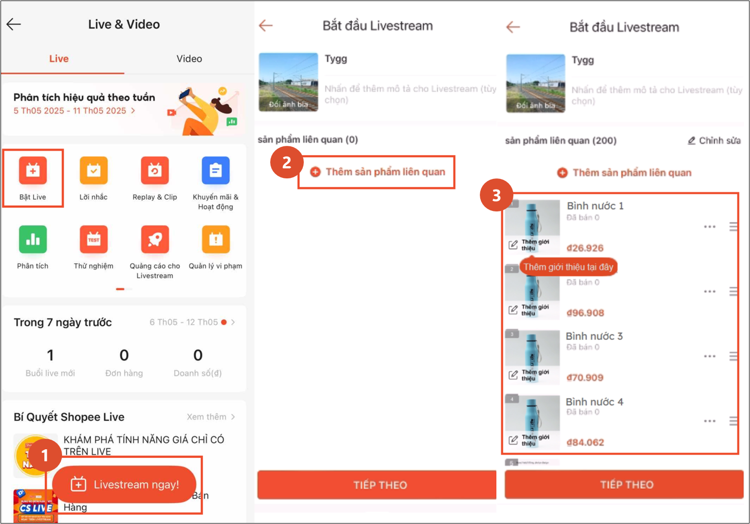 TÍNH NĂNG GỢI Ý SẢN PHẨM NỔI BẬT KHI THIẾT LẬP LIVESTREAM TRÊN SHOPEE