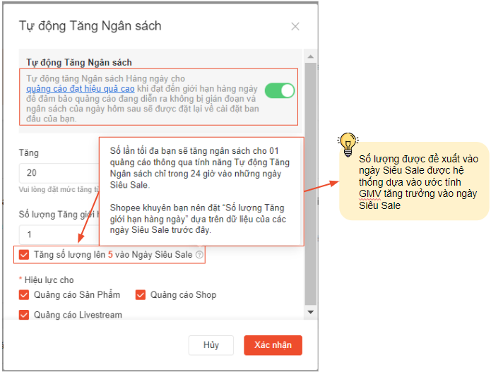 TỰ ĐỘNG TĂNG NGÂN SÁCH CHO NGÀY SIÊU SALE SHOPEE 2 TỰ ĐỘNG TĂNG NGÂN SÁCH CHO NGÀY SIÊU SALE SHOPEE