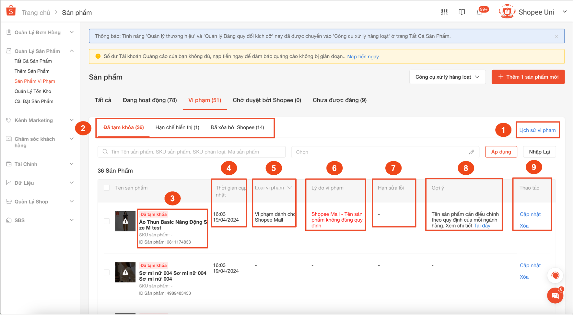 CÁCH CHỈNH SỬA SẢN PHẨM BỊ KHÓA TRÊN SHOPEE HIỆU QUẢ