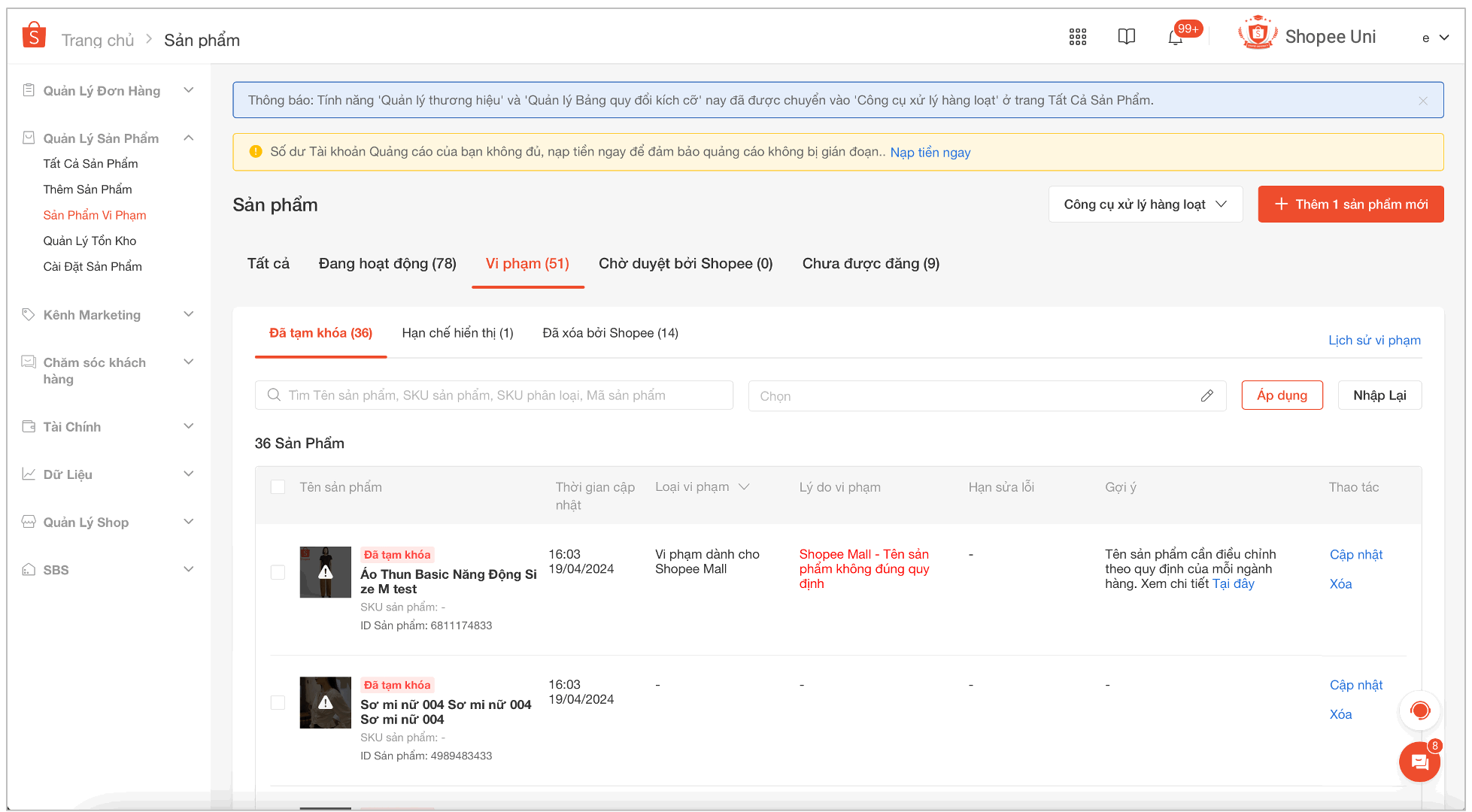 CÁCH CHỈNH SỬA SẢN PHẨM BỊ KHÓA TRÊN SHOPEE HIỆU QUẢ