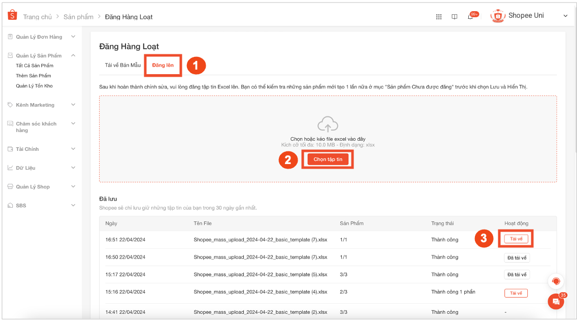 HƯỚNG DẪN ĐĂNG SẢN PHẨM HÀNG LOẠT TRÊN SHOPEE