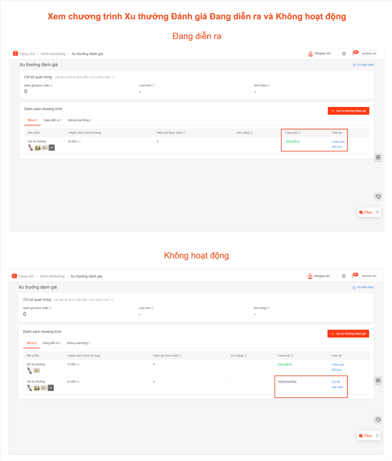 QUẢN LÝ CHƯƠNG TRÌNH XU THƯỞNG ĐÁNH GIÁ TRÊN SH