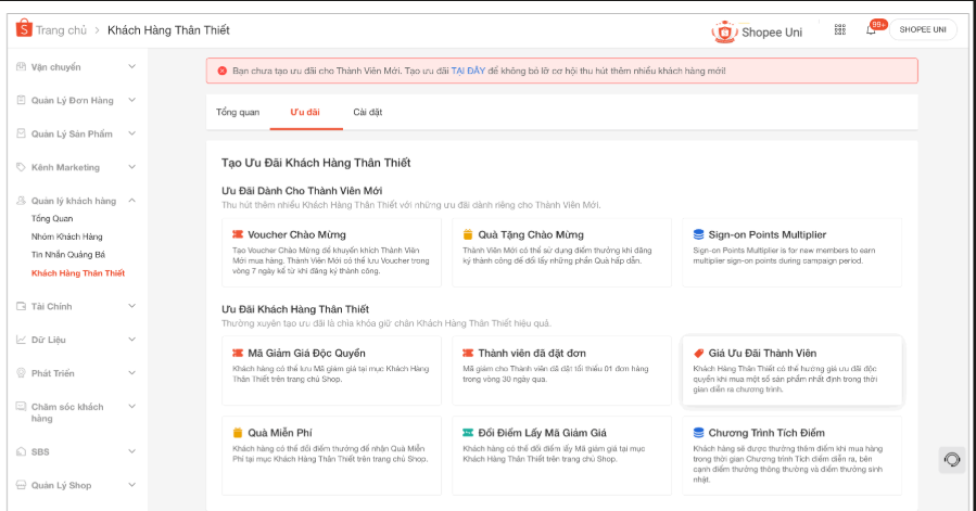Mở ưu đãi là cách có đơn hàng trên Shopee cho shop mới