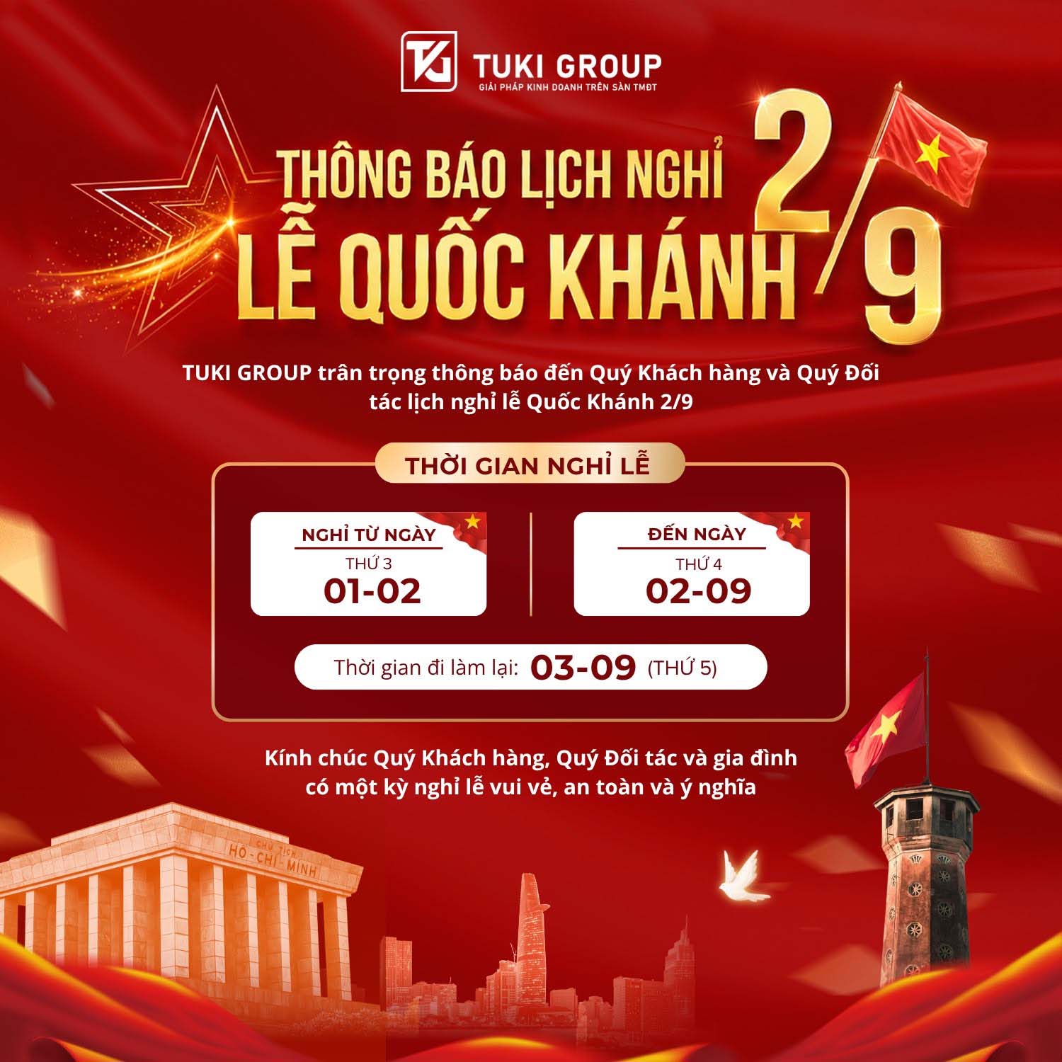 Thông báo nghỉ lễ Quốc Khánh 2/9